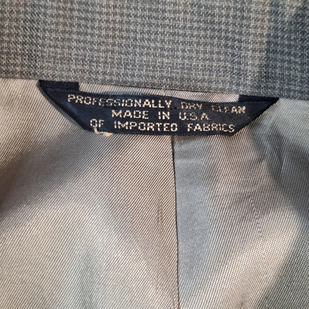 SHACK'S Suit Mens 40R Gray Check Single Vent 2 Btn 2 Piece 34x30 Formal USA